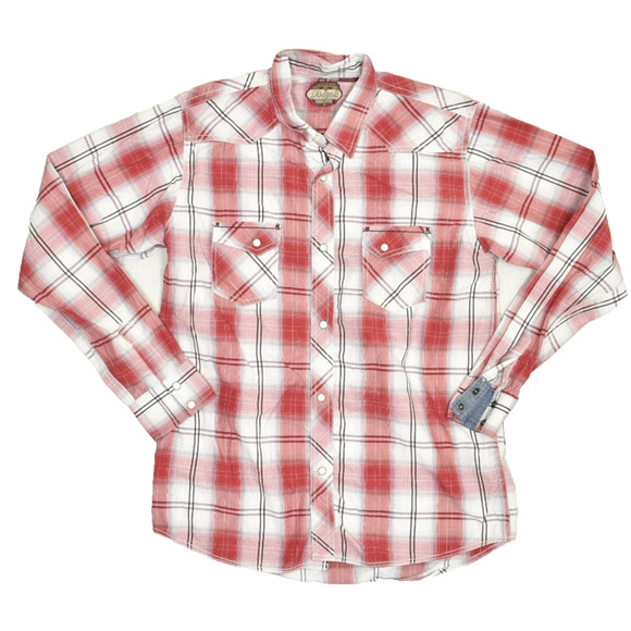 Rafter C Men's Regular Size XXL Red Plaid Western Pearl Snap Shirt - Picture 1 of 8